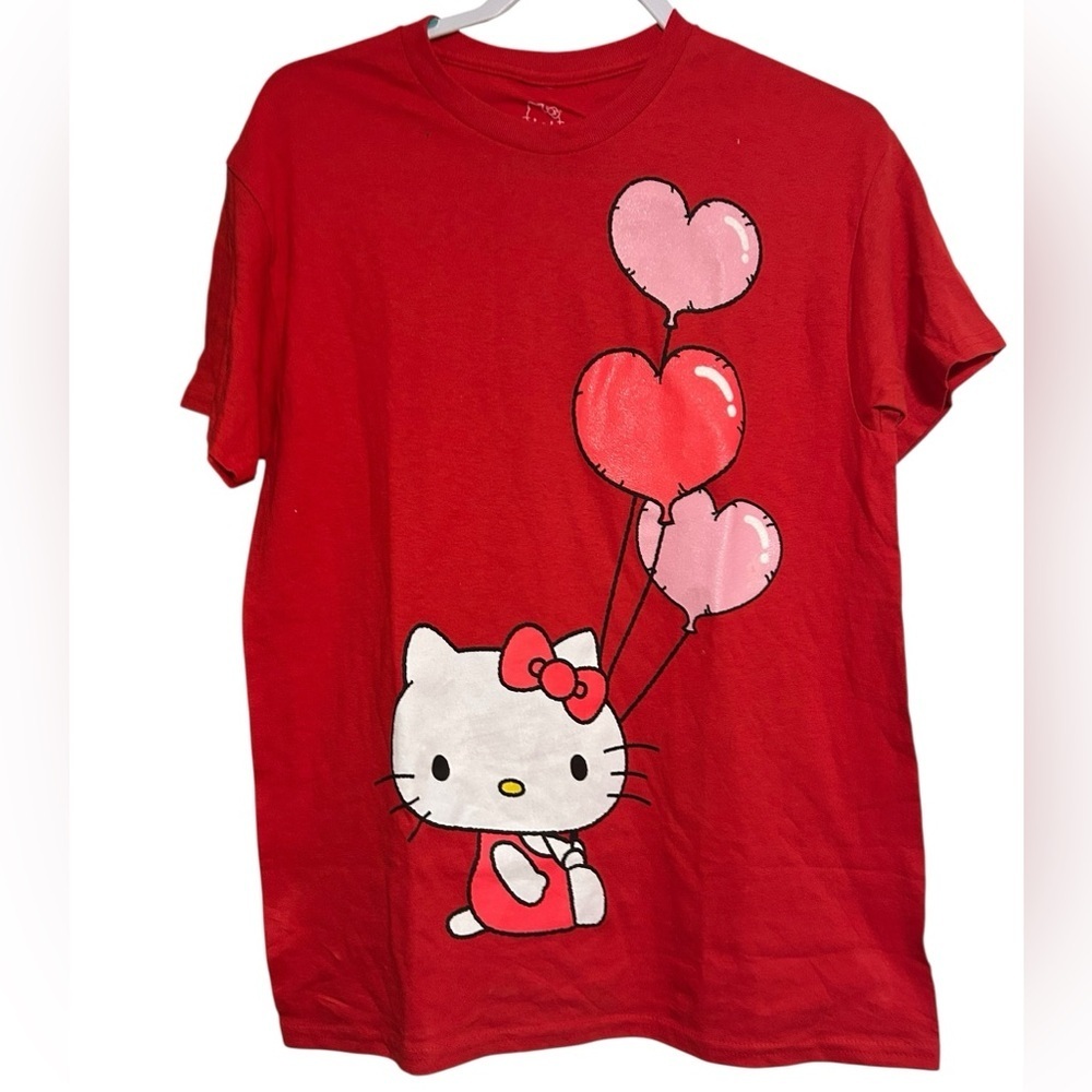 Sanrio Hello Kitty Heart Balloon Graphic Tee - Red Size Medium